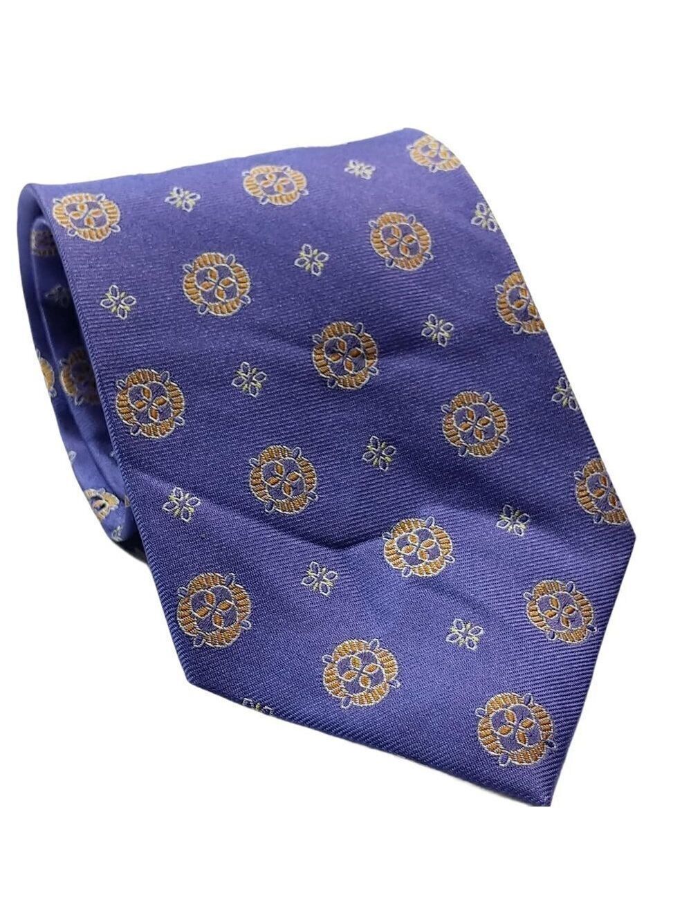 Tom James Purple Orange Silk Geometric Necktie